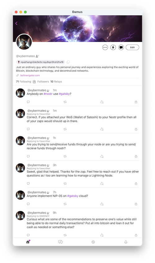 Damus Profile Feed